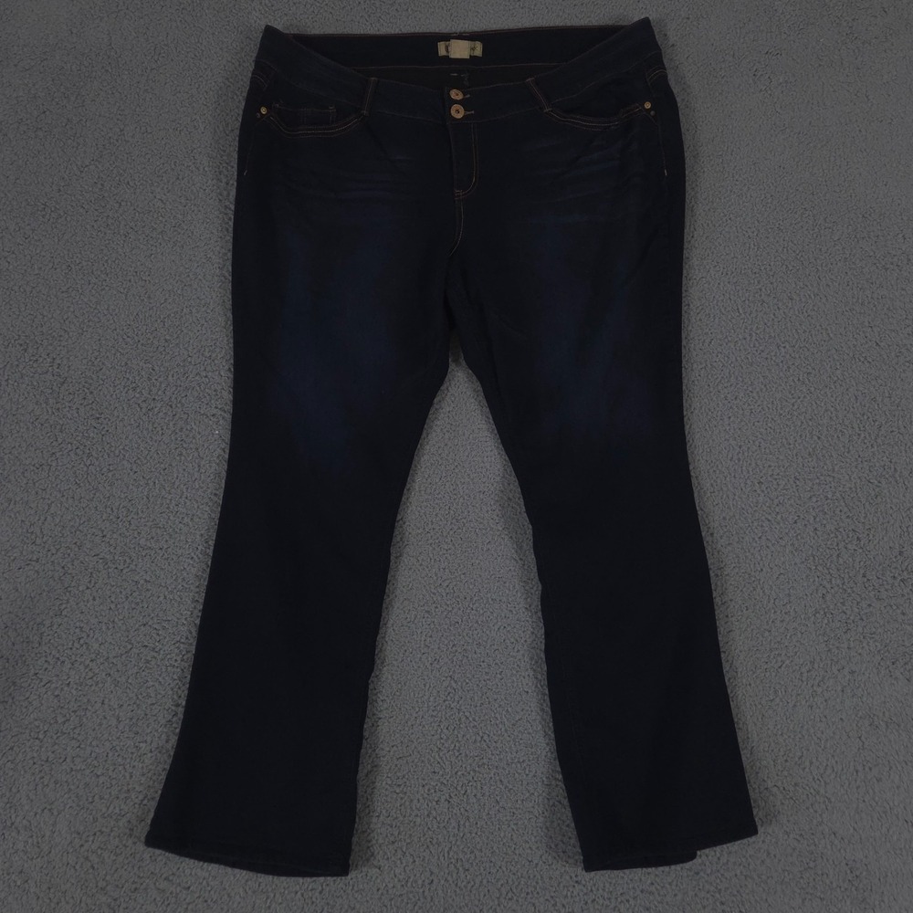 Democracy Jeans Womens 24 Blue Rebel Itty Bitty Boot Cut Dark Wash Stretch Denim